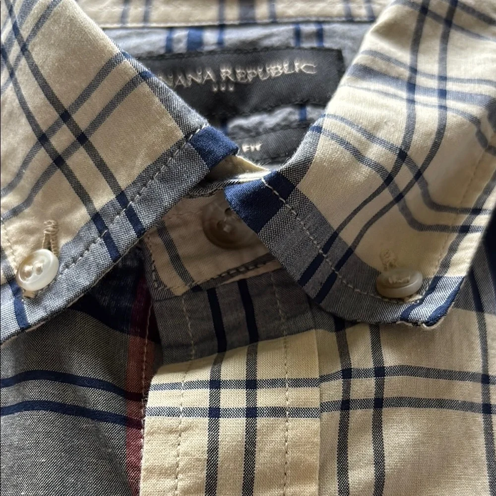 NWT Banana Republic Blue and Yellow Casual Button Down Shirt Sz Small 💯 Cotton